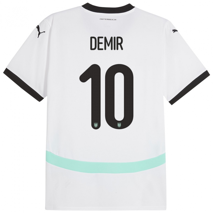 Hombre Camiseta Austria Yusuf Demir #10 Blanco 2ª Equipación 24-26 La Camisa Chile