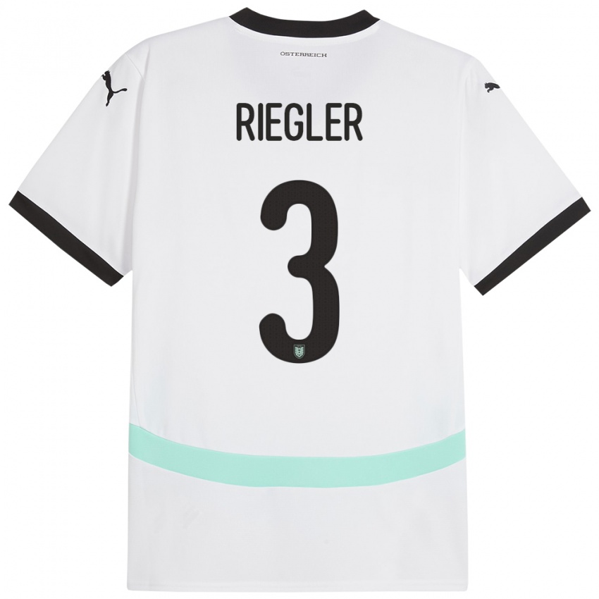 Hombre Camiseta Austria David Riegler #3 Blanco 2ª Equipación 24-26 La Camisa Chile
