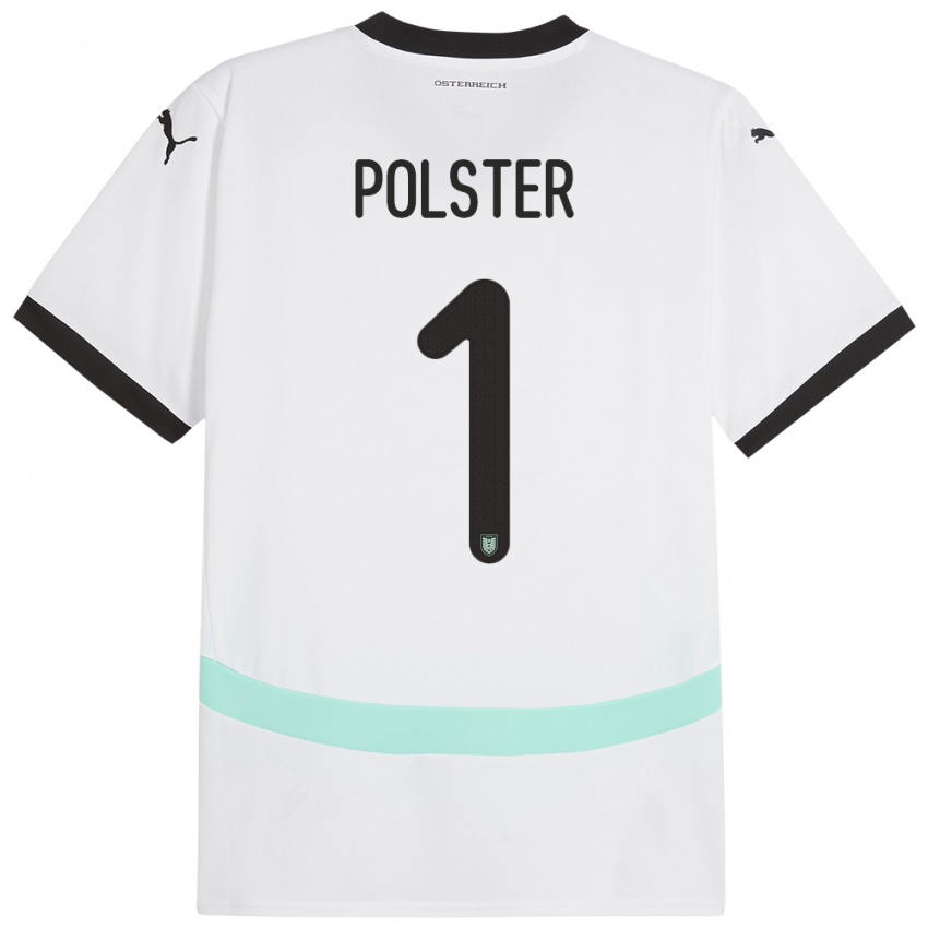 Hombre Camiseta Austria Nikolas Polster #1 Blanco 2ª Equipación 24-26 La Camisa Chile