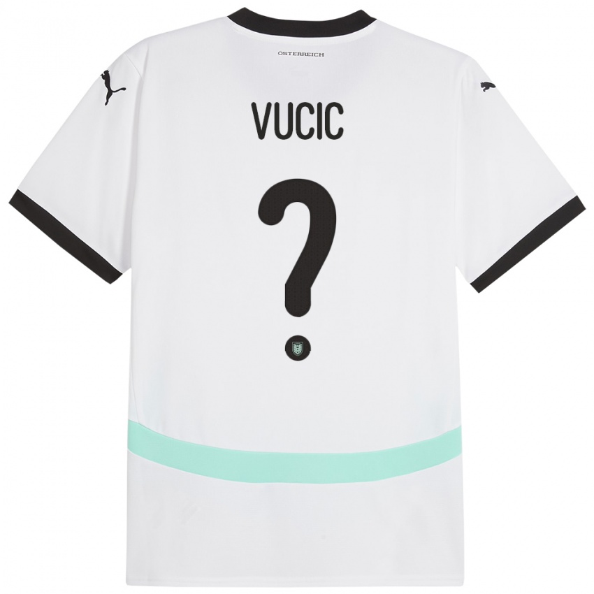 Hombre Camiseta Austria Romeo Vucic #0 Blanco 2ª Equipación 24-26 La Camisa Chile