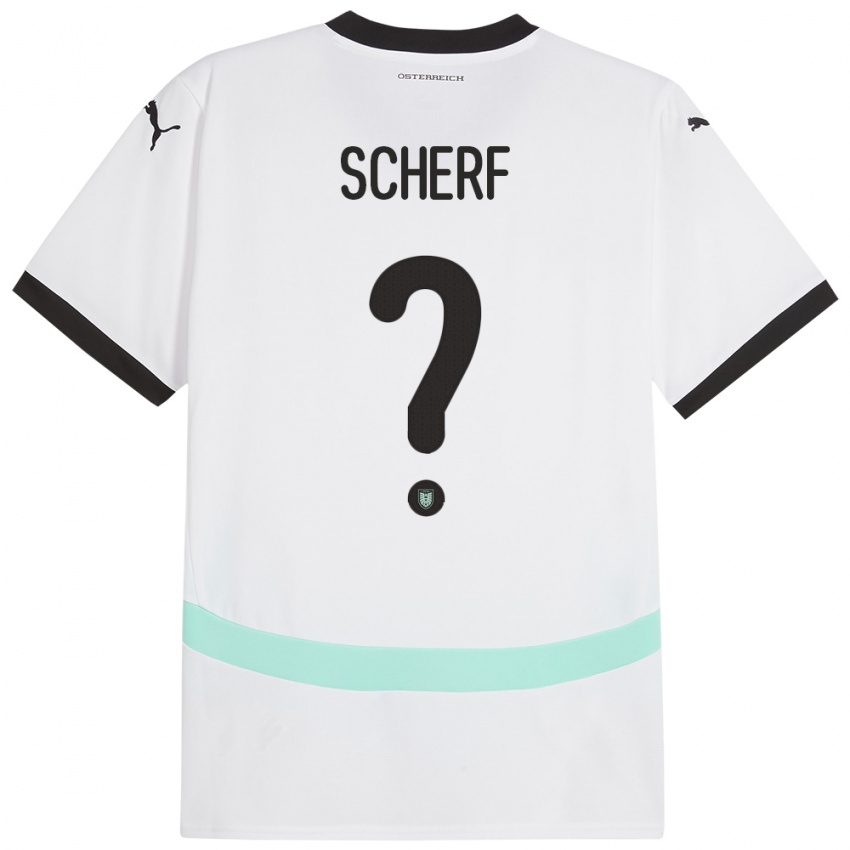 Hombre Camiseta Austria Elias Scherf #0 Blanco 2ª Equipación 24-26 La Camisa Chile