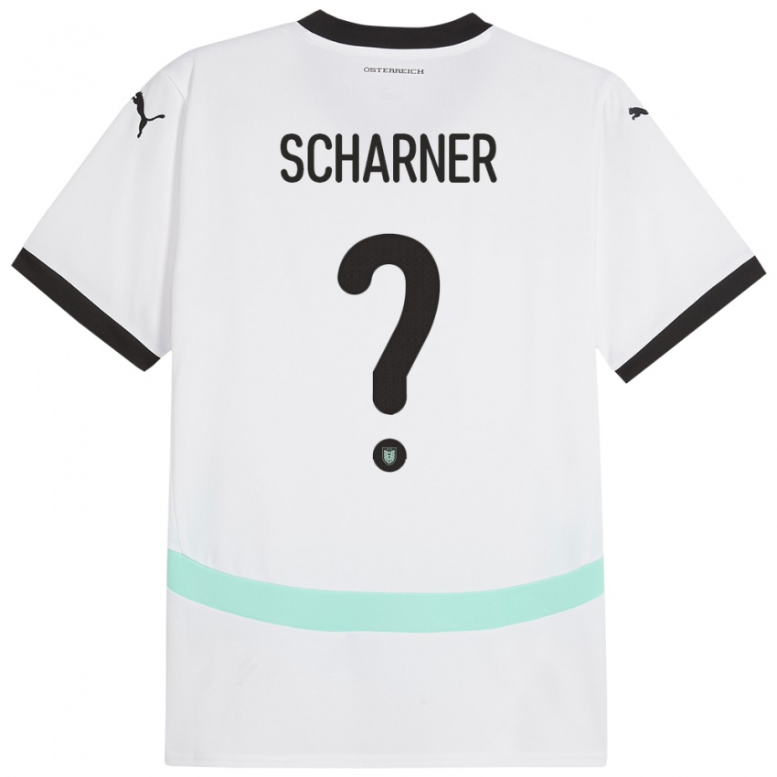 Hombre Camiseta Austria Benedict Scharner #0 Blanco 2ª Equipación 24-26 La Camisa Chile