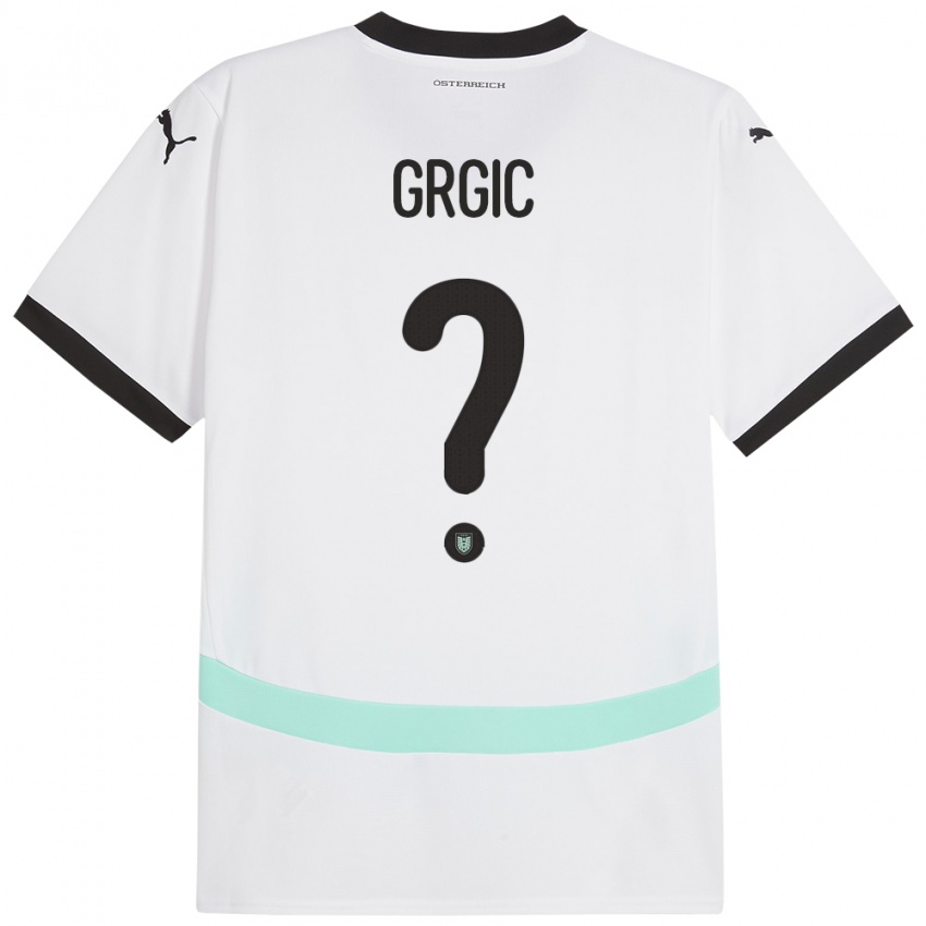 Hombre Camiseta Austria Leon Grgic #0 Blanco 2ª Equipación 24-26 La Camisa Chile