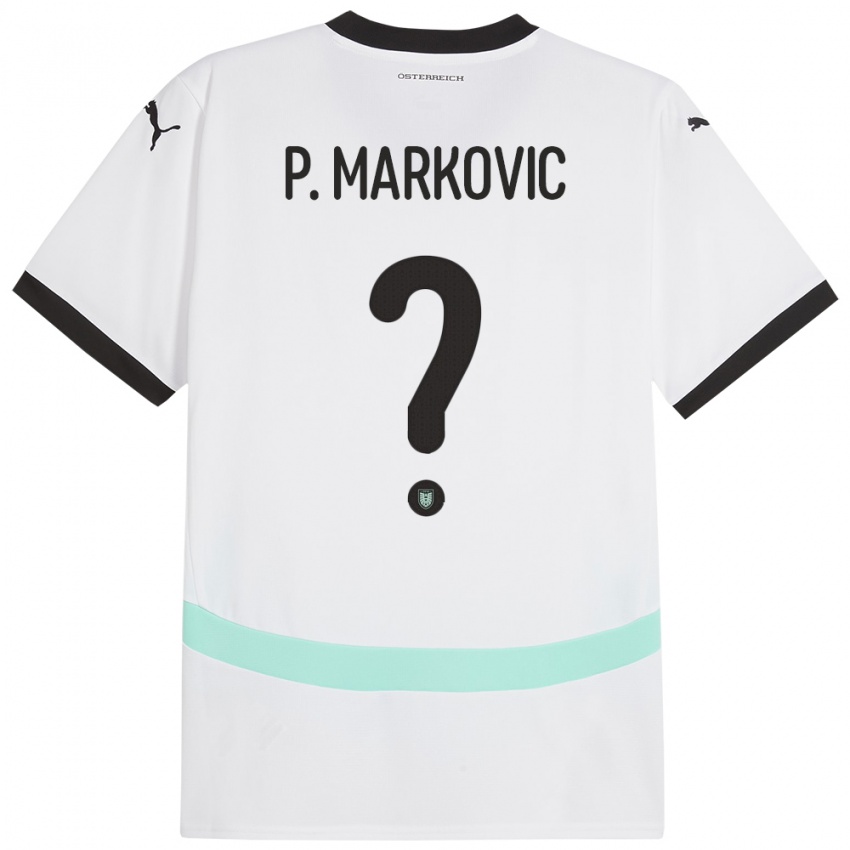 Hombre Camiseta Austria Petar Markovic #0 Blanco 2ª Equipación 24-26 La Camisa Chile