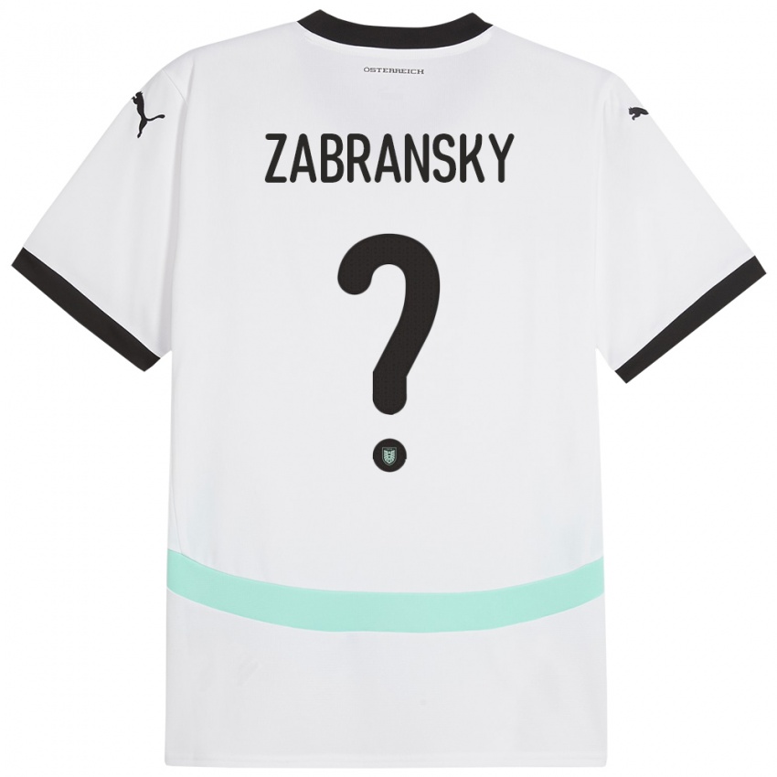 Hombre Camiseta Austria Valentin Zabransky #0 Blanco 2ª Equipación 24-26 La Camisa Chile