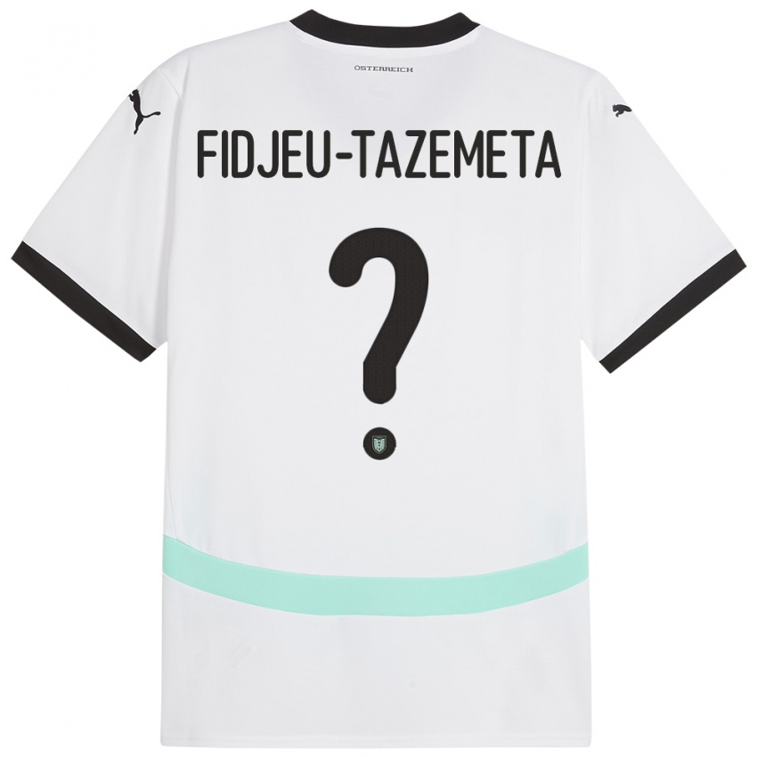 Hombre Camiseta Austria Thierry Fidjeu-Tazemeta #0 Blanco 2ª Equipación 24-26 La Camisa Chile