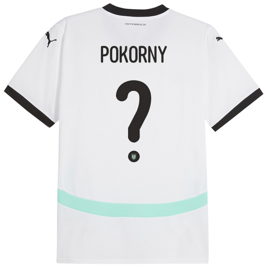 Hombre Camiseta Austria Jakob Pokorny #0 Blanco 2ª Equipación 24-26 La Camisa Chile