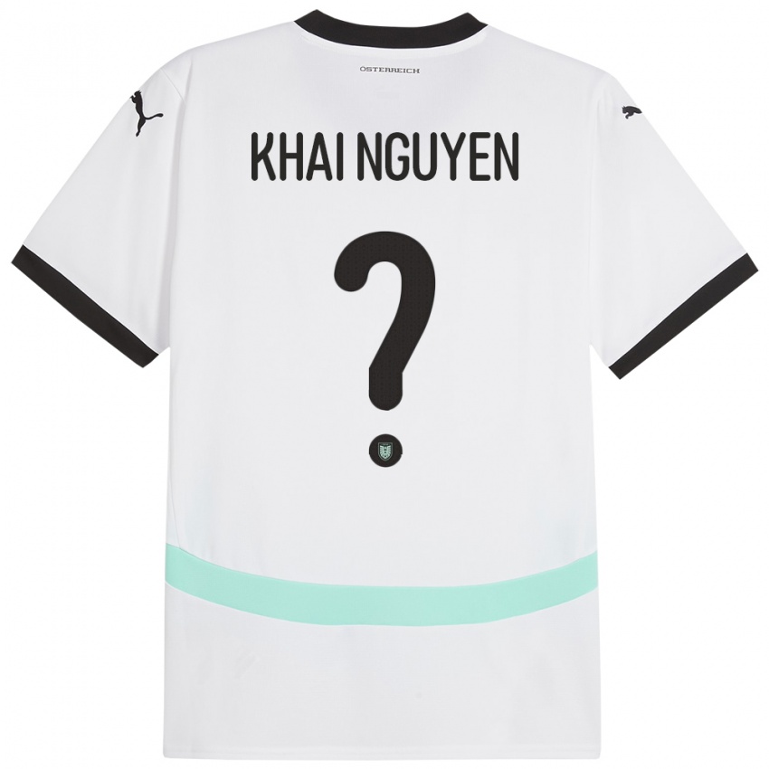 Hombre Camiseta Austria Quoc Khai Nguyen #0 Blanco 2ª Equipación 24-26 La Camisa Chile