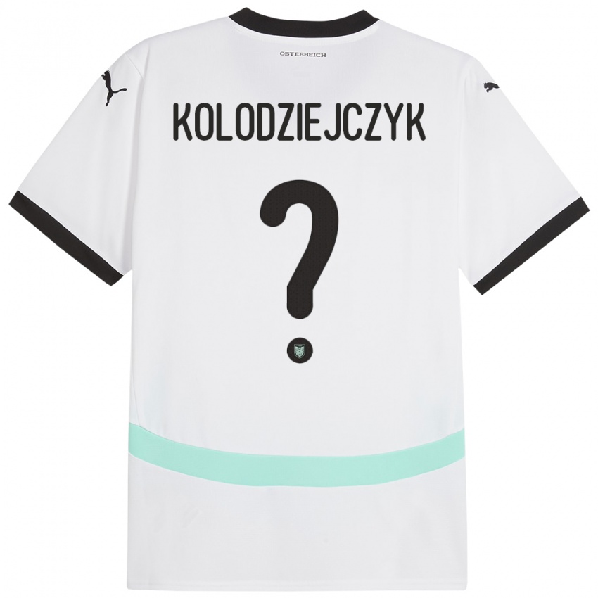 Hombre Camiseta Austria Marek Kolodziejczyk #0 Blanco 2ª Equipación 24-26 La Camisa Chile