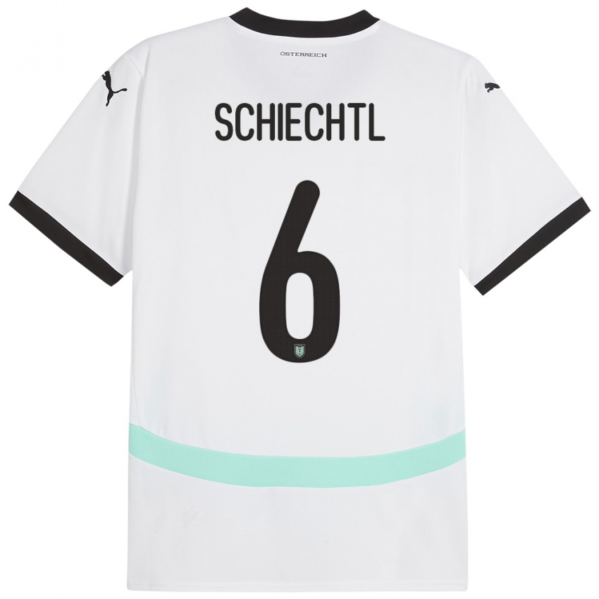 Hombre Camiseta Austria Katharina Schiechtl #6 Blanco 2ª Equipación 24-26 La Camisa Chile