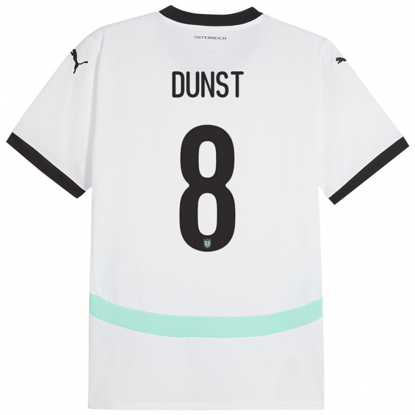 Hombre Camiseta Austria Barbara Dunst #8 Blanco 2ª Equipación 24-26 La Camisa Chile