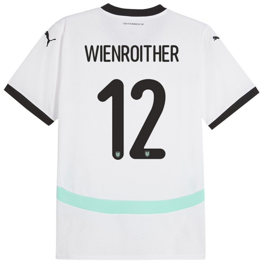 Hombre Camiseta Austria Laura Wienroither #12 Blanco 2ª Equipación 24-26 La Camisa Chile