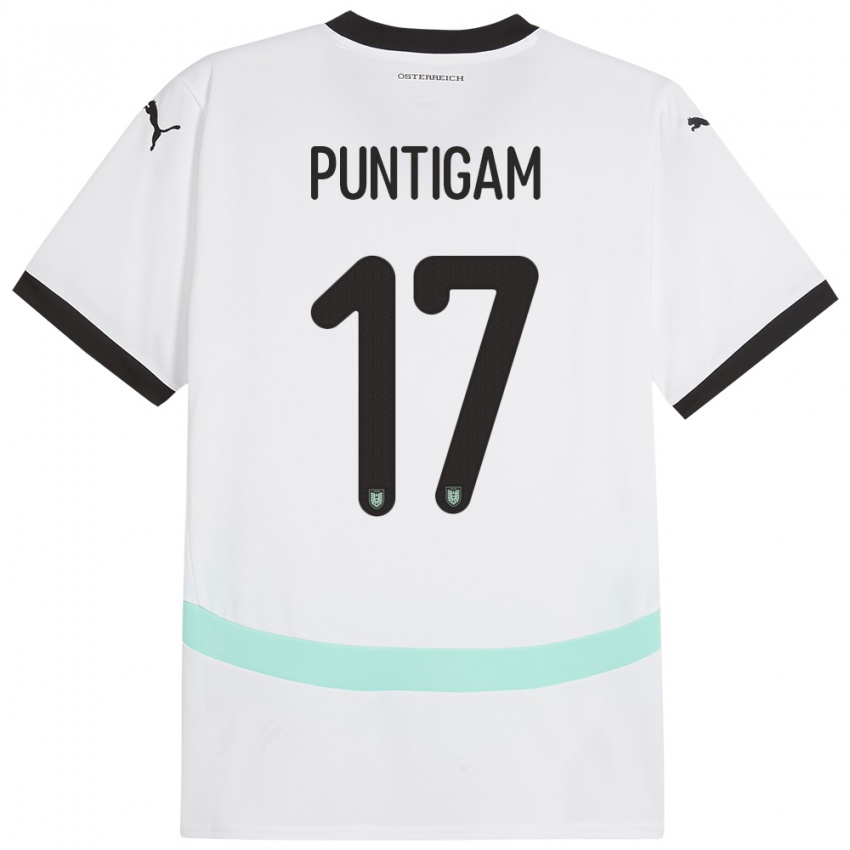 Hombre Camiseta Austria Sarah Puntigam #17 Blanco 2ª Equipación 24-26 La Camisa Chile