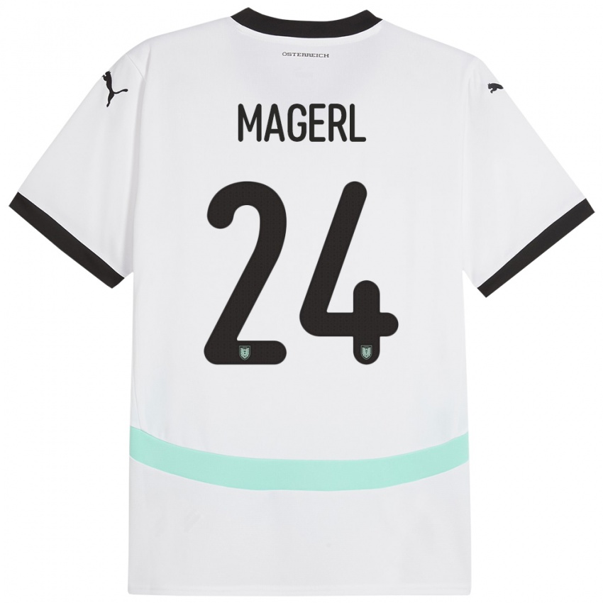 Hombre Camiseta Austria Julia Magerl #24 Blanco 2ª Equipación 24-26 La Camisa Chile