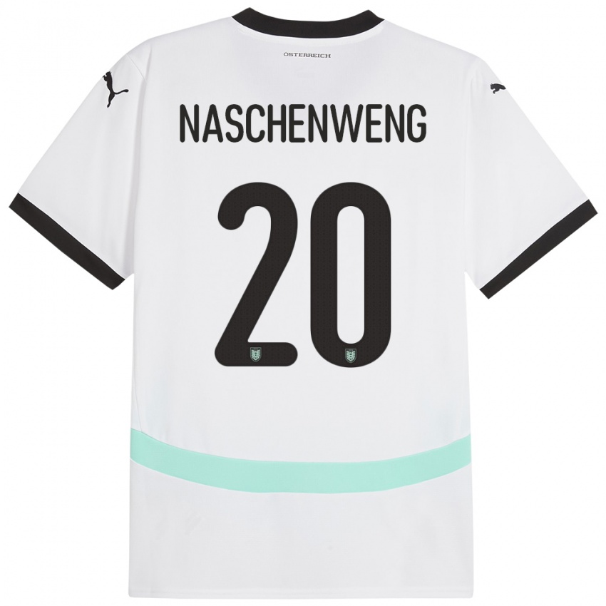 Hombre Camiseta Austria Katharina Naschenweng #20 Blanco 2ª Equipación 24-26 La Camisa Chile