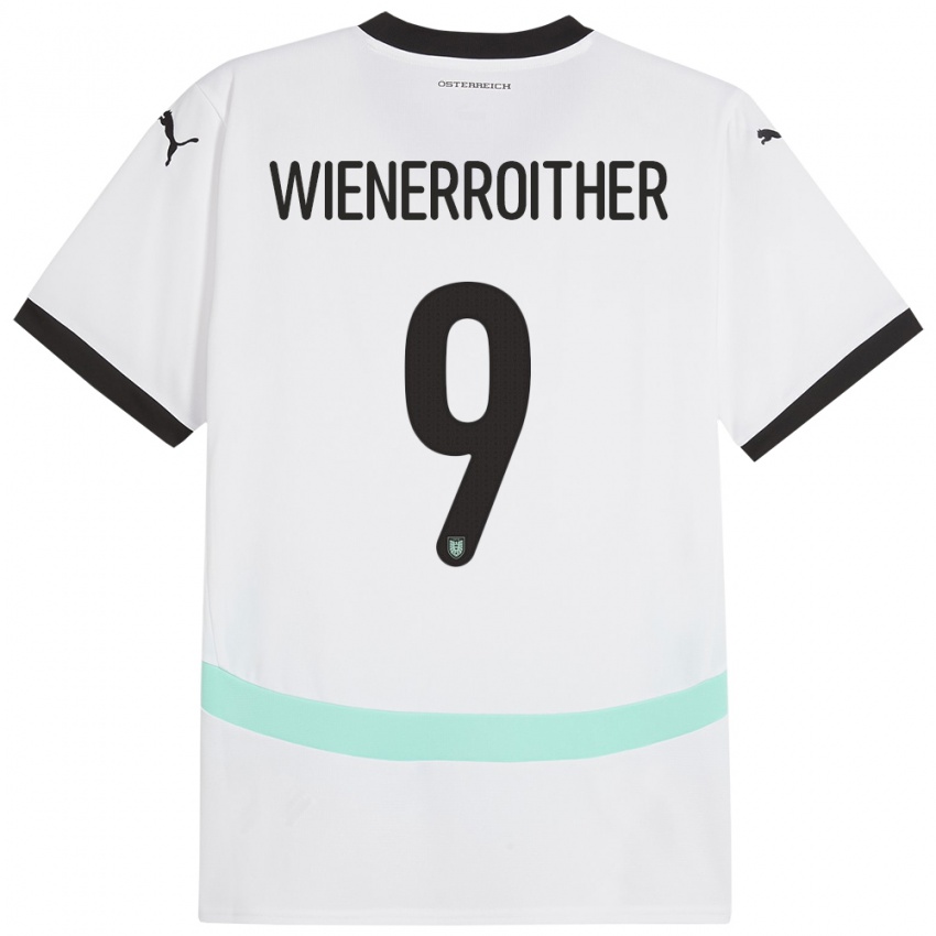 Hombre Camiseta Austria Katja Wienerroither #9 Blanco 2ª Equipación 24-26 La Camisa Chile