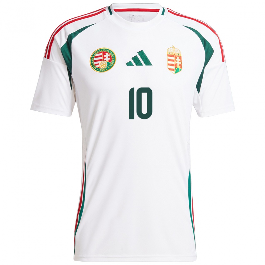 Hombre Camiseta Hungría Dominik Szoboszlai #10 Blanco 2ª Equipación 24-26 La Camisa Chile