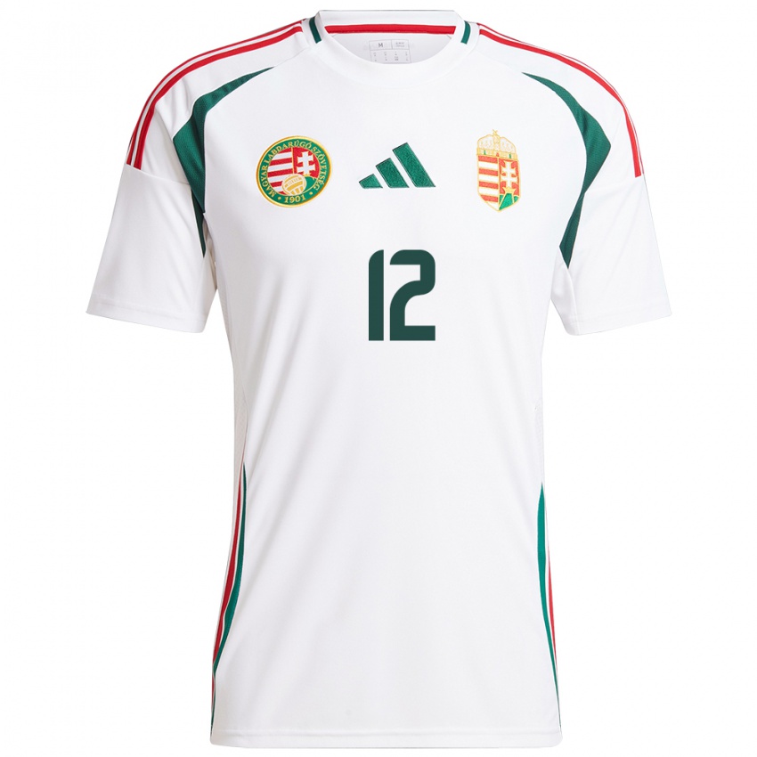 Hombre Camiseta Hungría Lauren Brzykcy #12 Blanco 2ª Equipación 24-26 La Camisa Chile