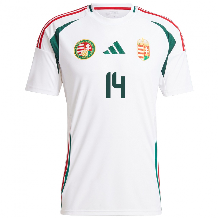 Hombre Camiseta Hungría Csilla Savanya #14 Blanco 2ª Equipación 24-26 La Camisa Chile