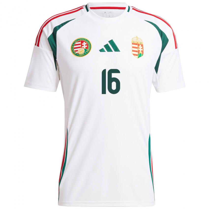 Hombre Camiseta Hungría Diána Csányi #16 Blanco 2ª Equipación 24-26 La Camisa Chile