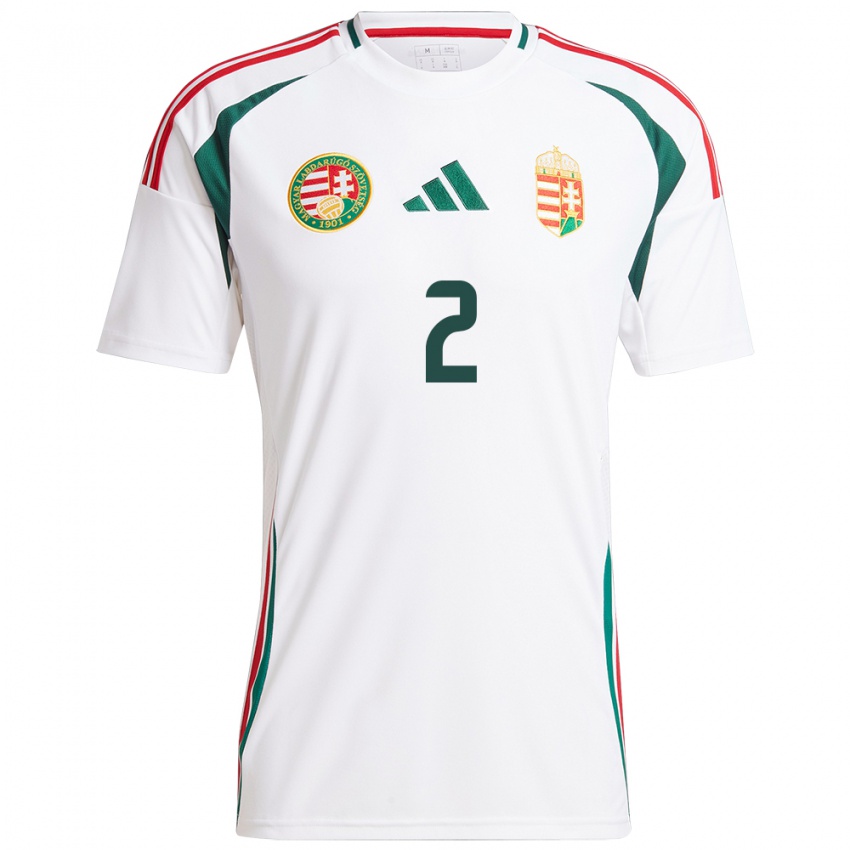 Hombre Camiseta Hungría Ádám Lang #2 Blanco 2ª Equipación 24-26 La Camisa Chile