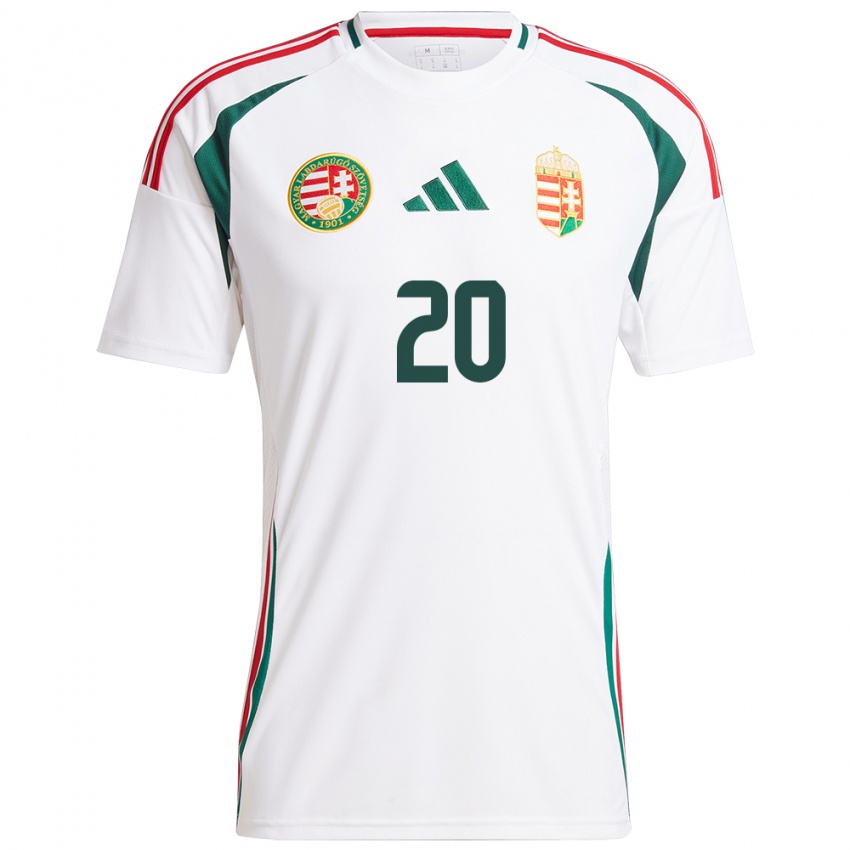 Hombre Camiseta Hungría Zsombor Hős #20 Blanco 2ª Equipación 24-26 La Camisa Chile