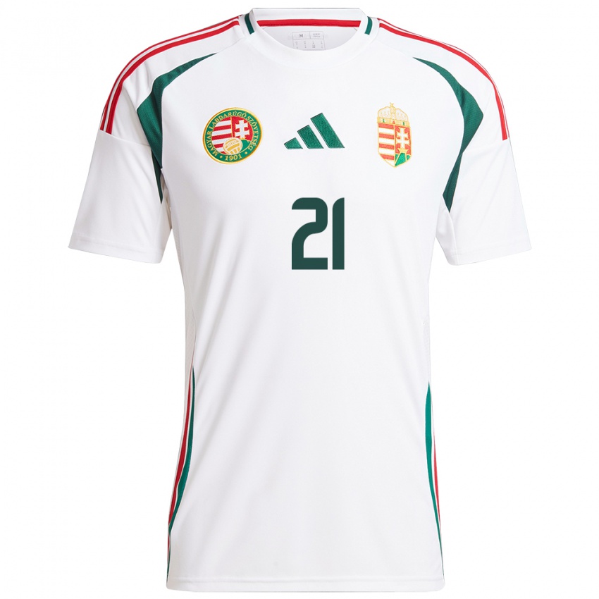 Hombre Camiseta Hungría Glória Siber #21 Blanco 2ª Equipación 24-26 La Camisa Chile