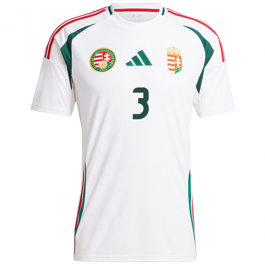 Hombre Camiseta Hungría Laura Palakovics #3 Blanco 2ª Equipación 24-26 La Camisa Chile