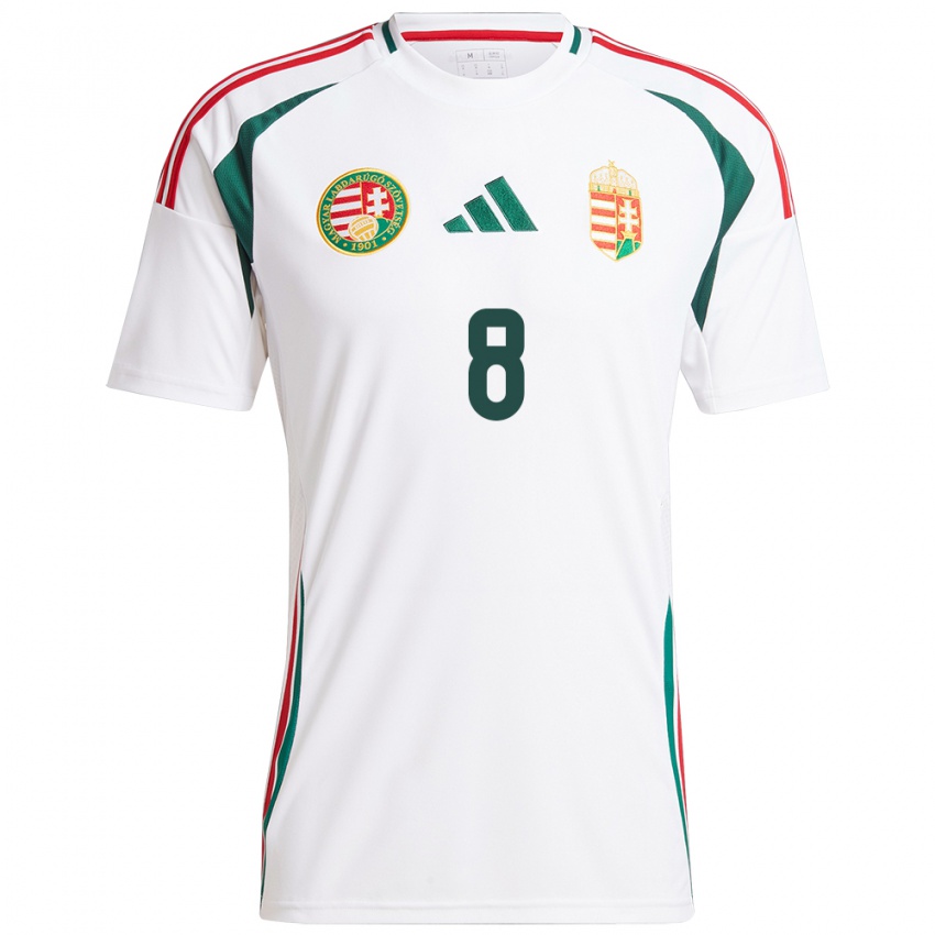 Hombre Camiseta Hungría Ádám Décsy #8 Blanco 2ª Equipación 24-26 La Camisa Chile