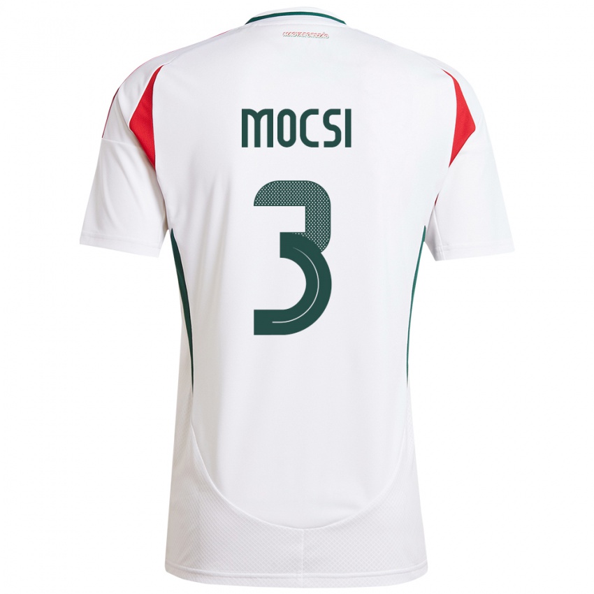 Hombre Camiseta Hungría Attila Mocsi #3 Blanco 2ª Equipación 24-26 La Camisa Chile