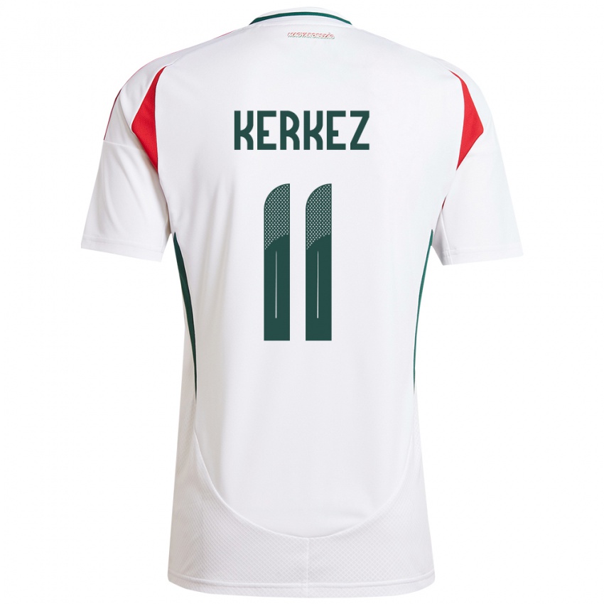 Hombre Camiseta Hungría Milos Kerkez #11 Blanco 2ª Equipación 24-26 La Camisa Chile