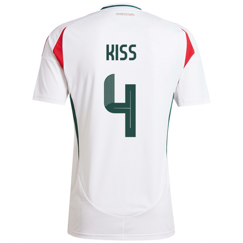 Hombre Camiseta Hungría Bálint Kiss #4 Blanco 2ª Equipación 24-26 La Camisa Chile