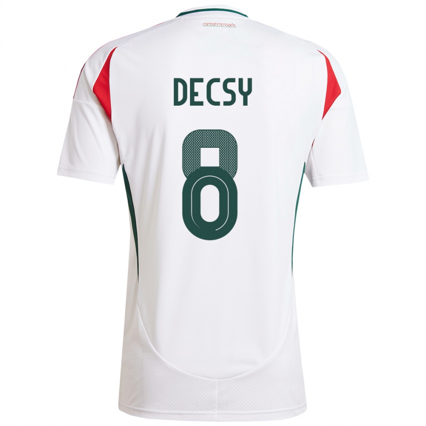 Hombre Camiseta Hungría Ádám Décsy #8 Blanco 2ª Equipación 24-26 La Camisa Chile