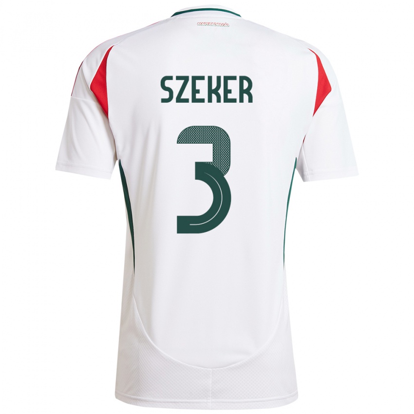 Hombre Camiseta Hungría Botond Szekér #3 Blanco 2ª Equipación 24-26 La Camisa Chile