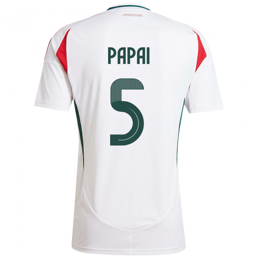 Hombre Camiseta Hungría Emőke Pápai #5 Blanco 2ª Equipación 24-26 La Camisa Chile