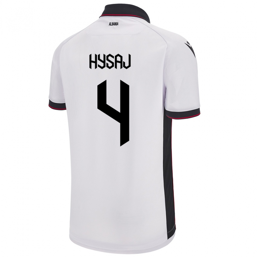 Hombre Camiseta Albania Elseid Hysaj #4 Blanco 2ª Equipación 24-26 La Camisa Chile