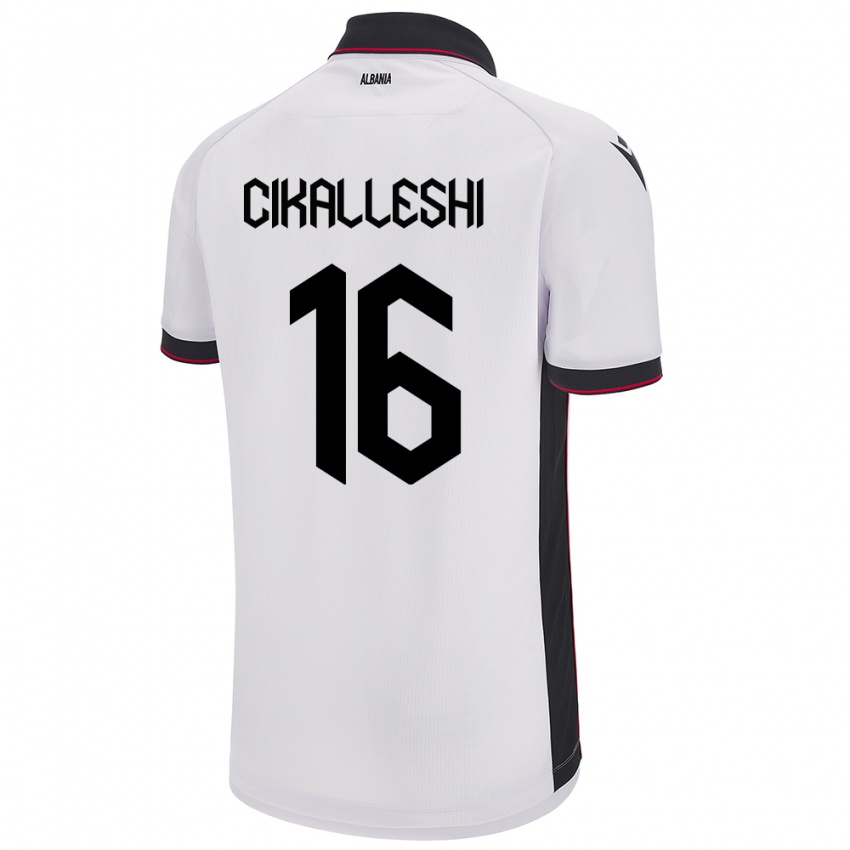 Hombre Camiseta Albania Sokol Cikalleshi #16 Blanco 2ª Equipación 24-26 La Camisa Chile