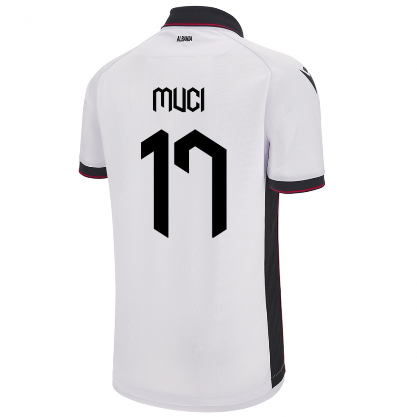 Hombre Camiseta Albania Ernest Muci #17 Blanco 2ª Equipación 24-26 La Camisa Chile