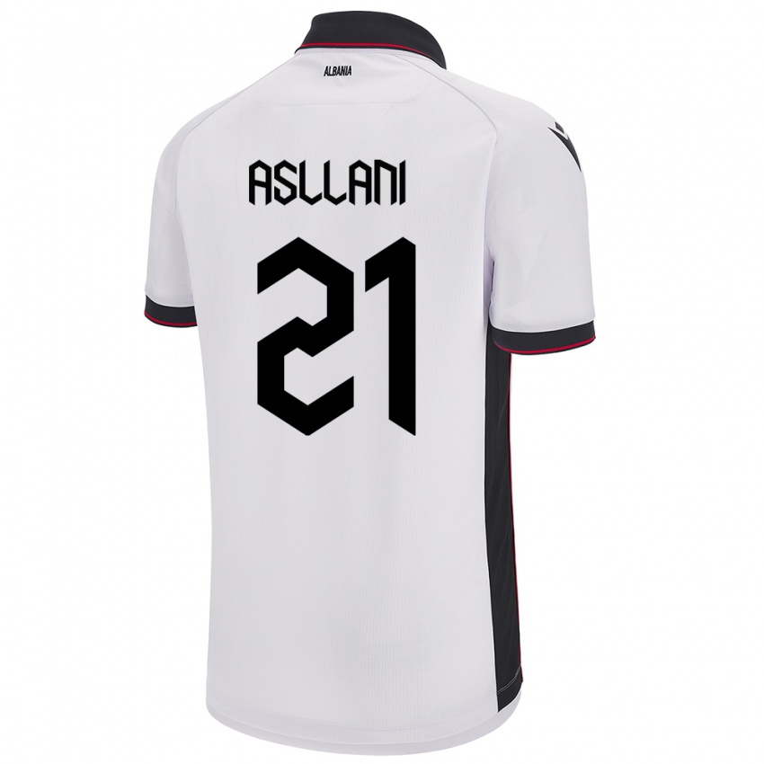 Hombre Camiseta Albania Kristjan Asllani #21 Blanco 2ª Equipación 24-26 La Camisa Chile