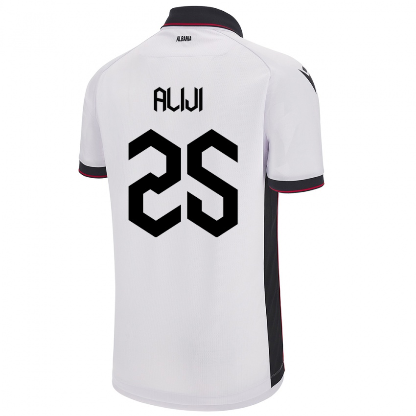 Hombre Camiseta Albania Naser Aliji #25 Blanco 2ª Equipación 24-26 La Camisa Chile