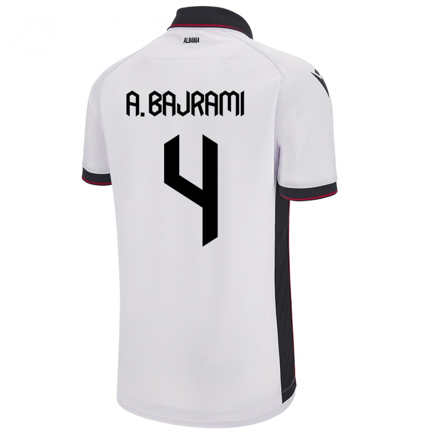 Hombre Camiseta Albania Adrian Bajrami #4 Blanco 2ª Equipación 24-26 La Camisa Chile