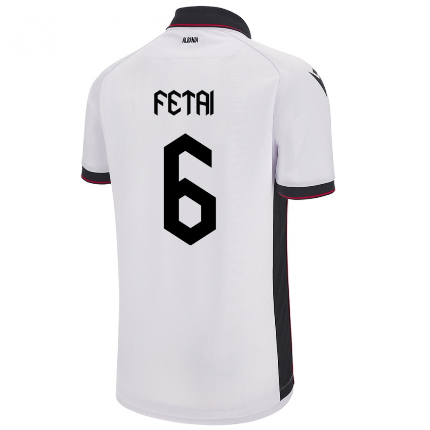 Hombre Camiseta Albania Feta Fetai #6 Blanco 2ª Equipación 24-26 La Camisa Chile