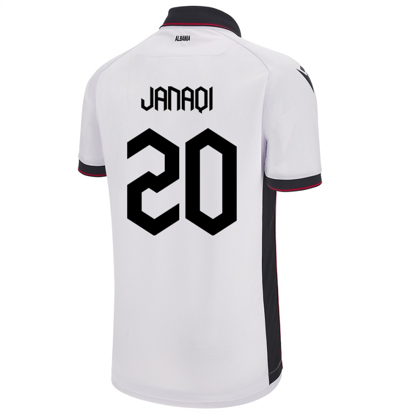 Hombre Camiseta Albania Dejvid Janaqi #20 Blanco 2ª Equipación 24-26 La Camisa Chile