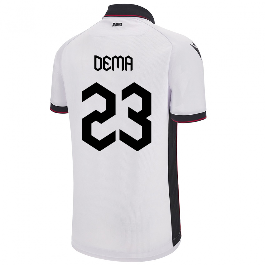 Hombre Camiseta Albania Endri Dema #23 Blanco 2ª Equipación 24-26 La Camisa Chile