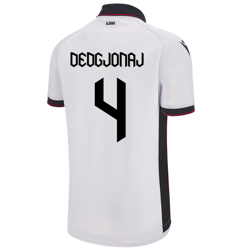 Hombre Camiseta Albania Leonora Dedgjonaj #4 Blanco 2ª Equipación 24-26 La Camisa Chile