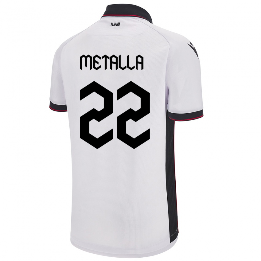 Hombre Camiseta Albania Mikaela Metalla #22 Blanco 2ª Equipación 24-26 La Camisa Chile