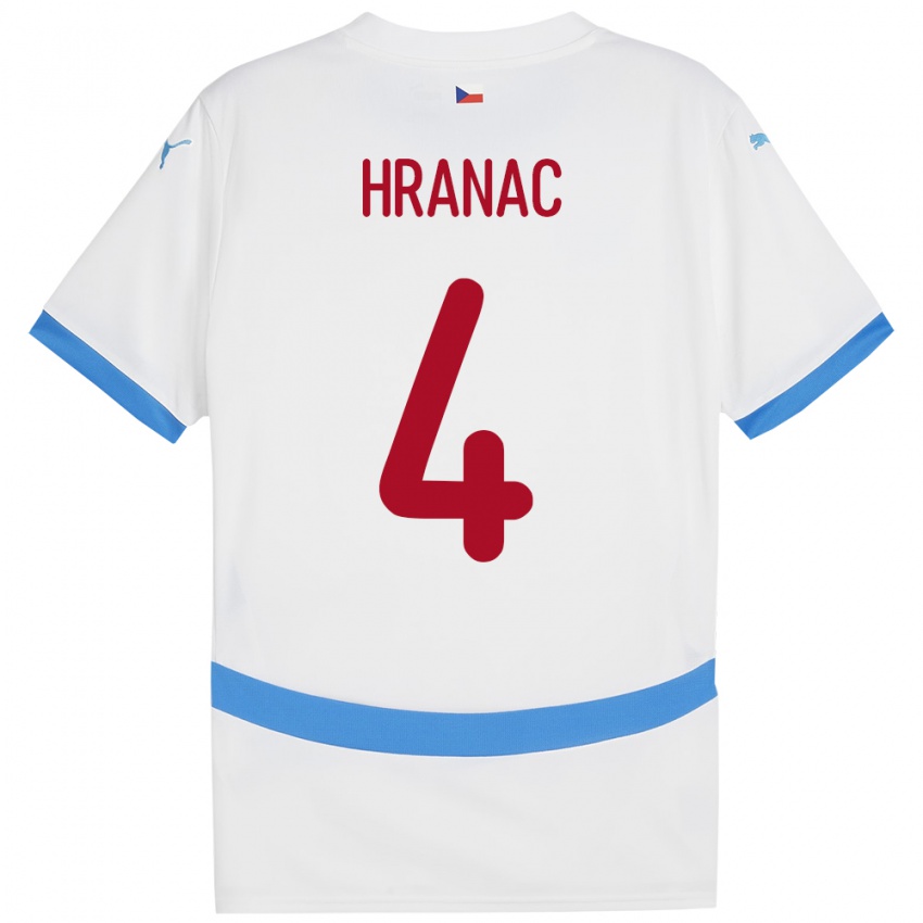 Hombre Camiseta Chequia Robin Hranac #4 Blanco 2ª Equipación 24-26 La Camisa Chile