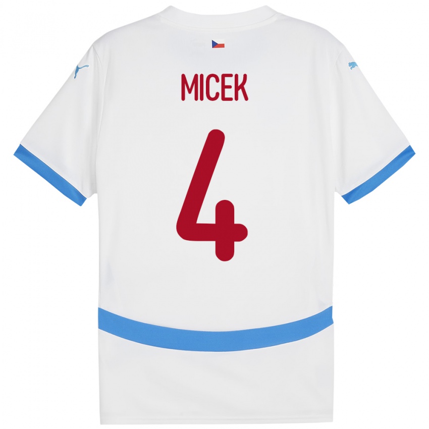 Hombre Camiseta Chequia Jiri Micek #4 Blanco 2ª Equipación 24-26 La Camisa Chile