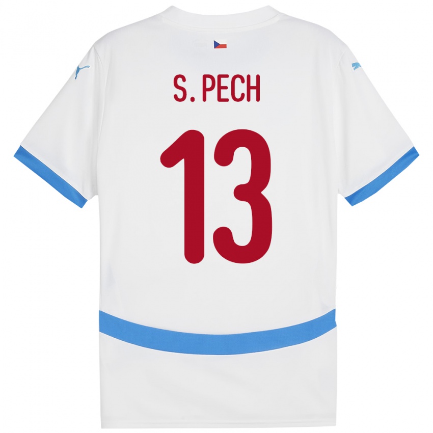 Hombre Camiseta Chequia Sebastian Pech #13 Blanco 2ª Equipación 24-26 La Camisa Chile