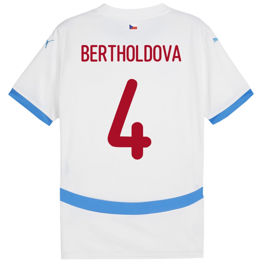 Hombre Camiseta Chequia Petra Bertholdová #4 Blanco 2ª Equipación 24-26 La Camisa Chile